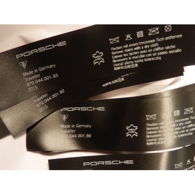 Satin sewing label black 35x65 mm