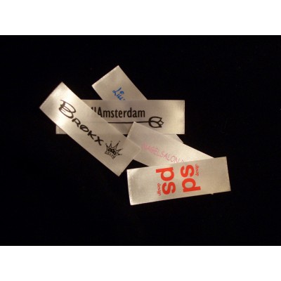 Satin sewing label white from 20x75 mm
